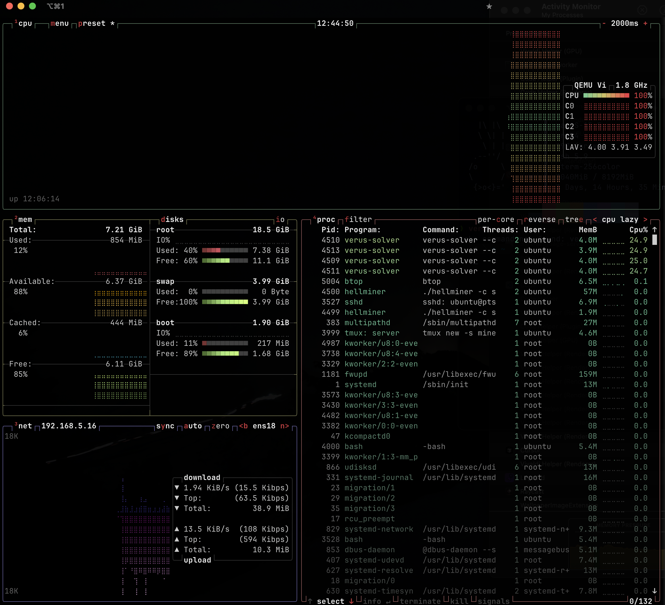 Image showing the btop command output
