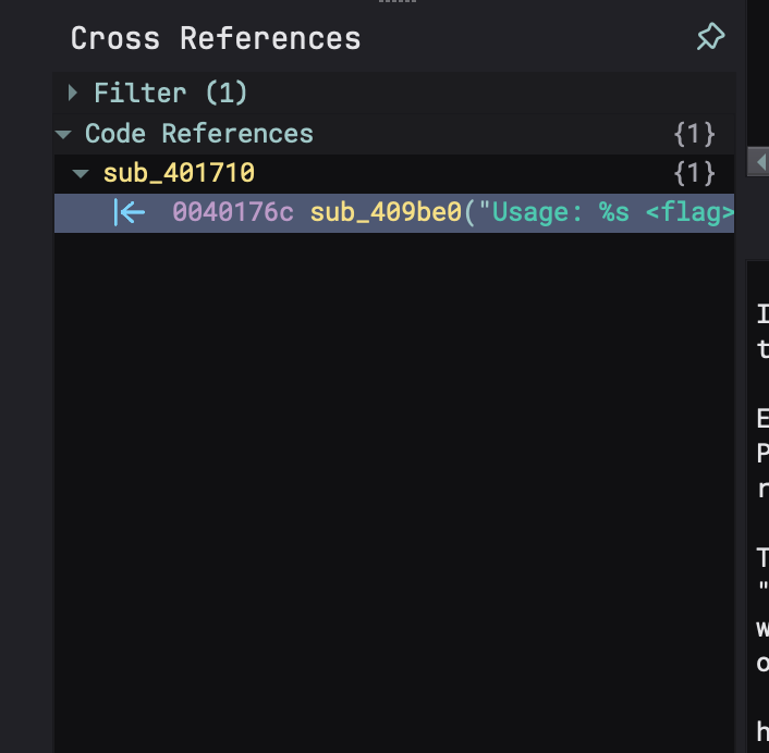 Image showing cross references in binary ninja