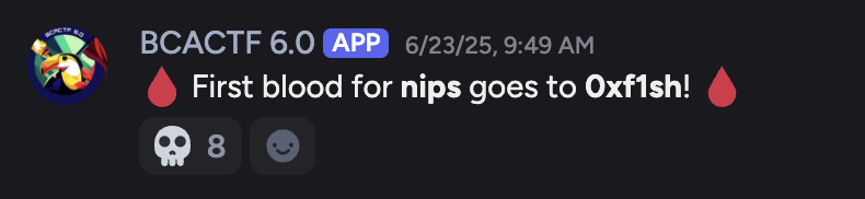 Message showing I got the first blood