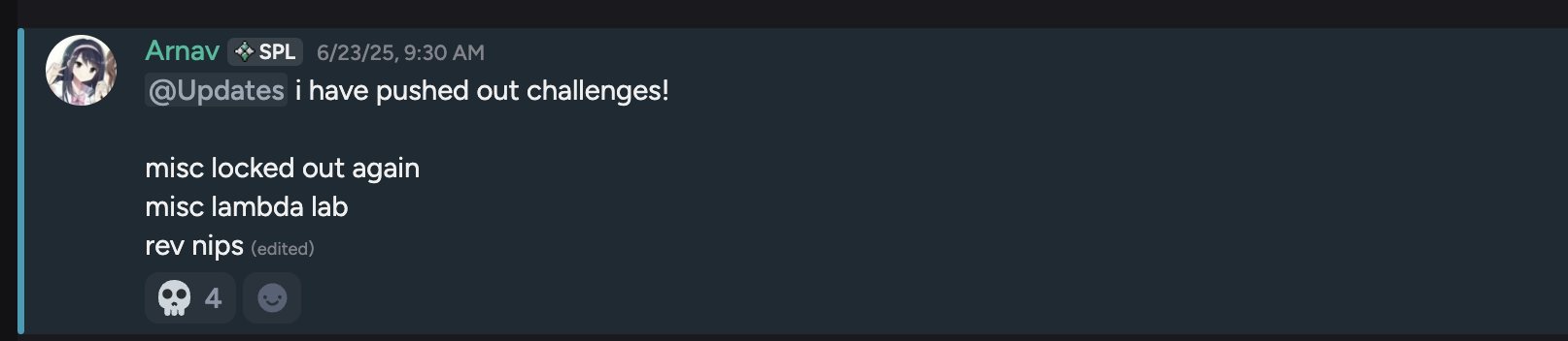 Discord Ping announcing nips being dropped